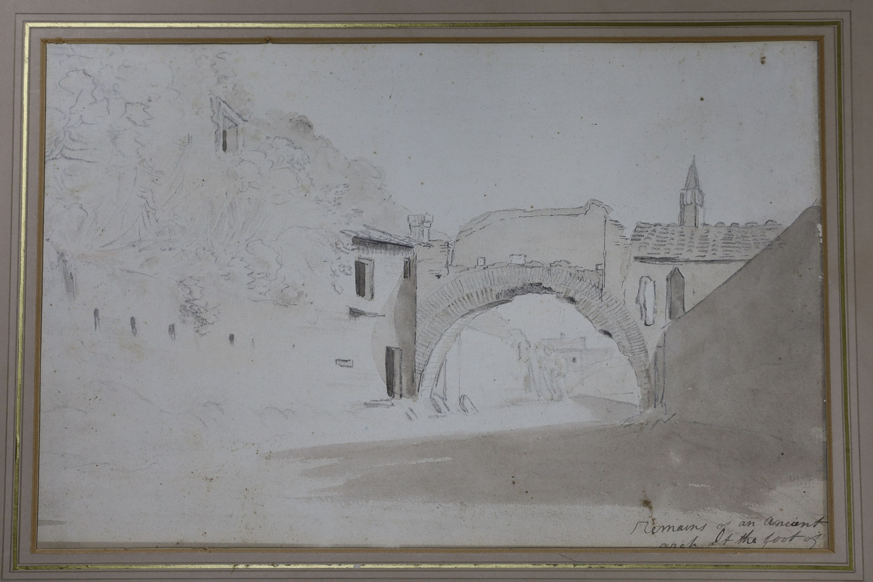 John Christian Schetky (1778-1874) pencil and watercolour, 'Remains of an ancient arch at the foot of the Aventine Hill’ 26x37.5cm